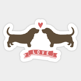 Basset Hounds in Love Sticker